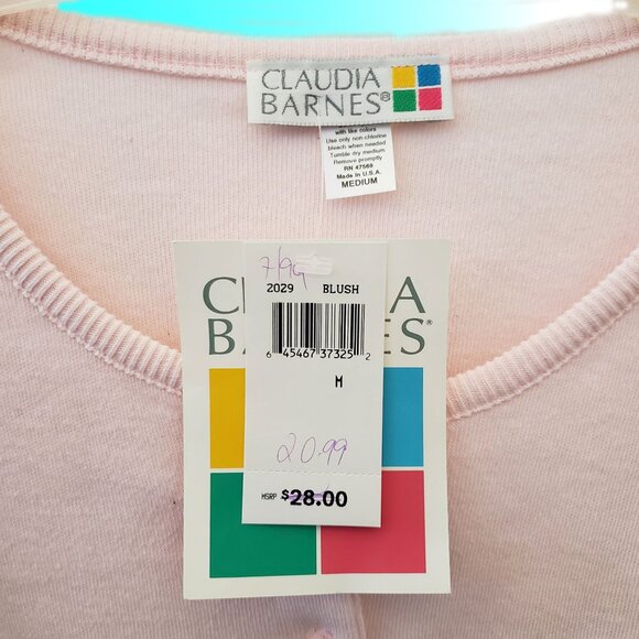 Claudia Barnes, woman's short sleeve Cardigan RN 47569, Blush color, Size M - Picture 2 of 11